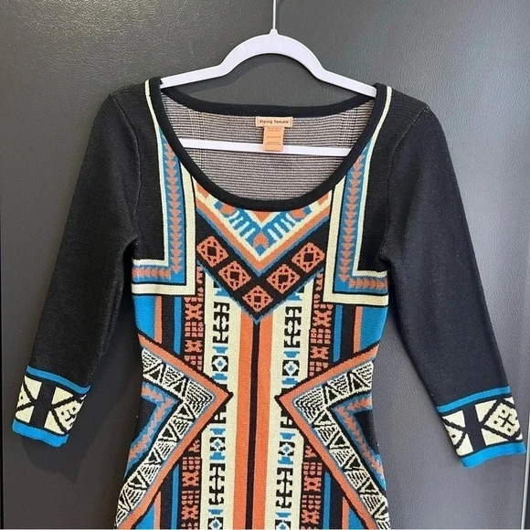 Flying Tomato Boho Tribal Mini Sweater Dress Size XS - Picture 3 of 10